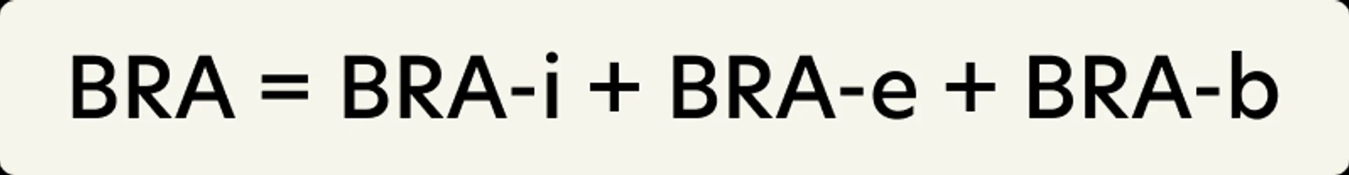 BRA er summen av BRA-i, BRA-e og BRA-b